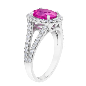 2.47 Carat Oval Pink Sapphire and Diamond Ring - David Gross Group