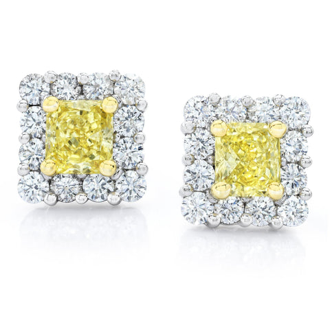 8.54 carat Oval Yellow Sapphire and Diamond Platinum and 18k Yellow Gold Earrings