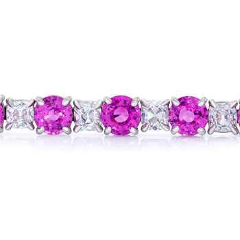 Pink Sapphire and Diamond Platinum Bracelet - David Gross Group
