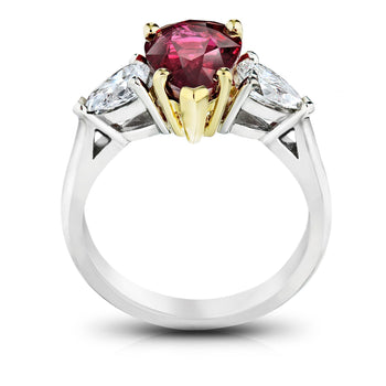 3.08 Carat Pear Shape Ruby and Diamond Ring - David Gross Group