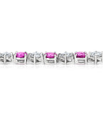 12.46 Carat Round Pink Sapphire and Diamond Platinum Bracelet - David Gross Group