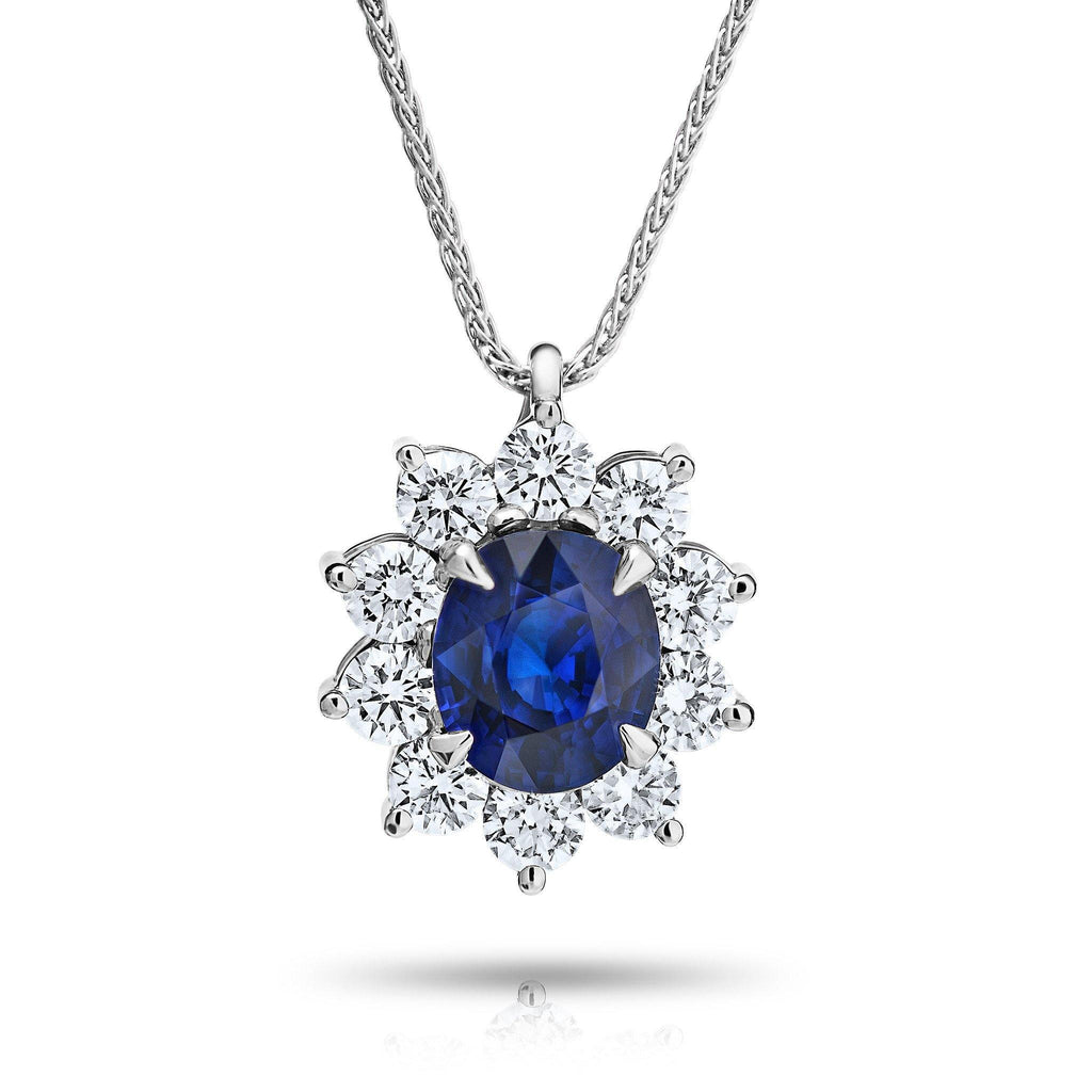 1.77 Carat Blue Sapphire and Diamond Pendant - David Gross Group