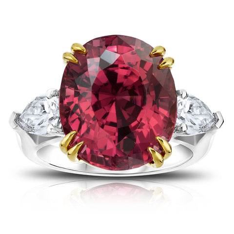 6.05 carat Oval Red Spinel and Diamond Platinum Ring