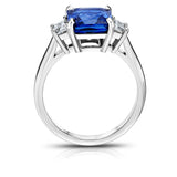 3.90 Carat Radiant Cut Blue Sapphire Ring - David Gross Group
