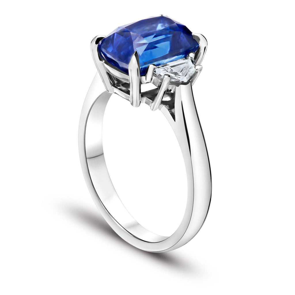 5.62 Carat Cushion Blue Sapphire Ring - David Gross Group