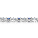8.36 Blue Asscher Cut Sapphire and Diamond Platinum Bracelet - David Gross Group