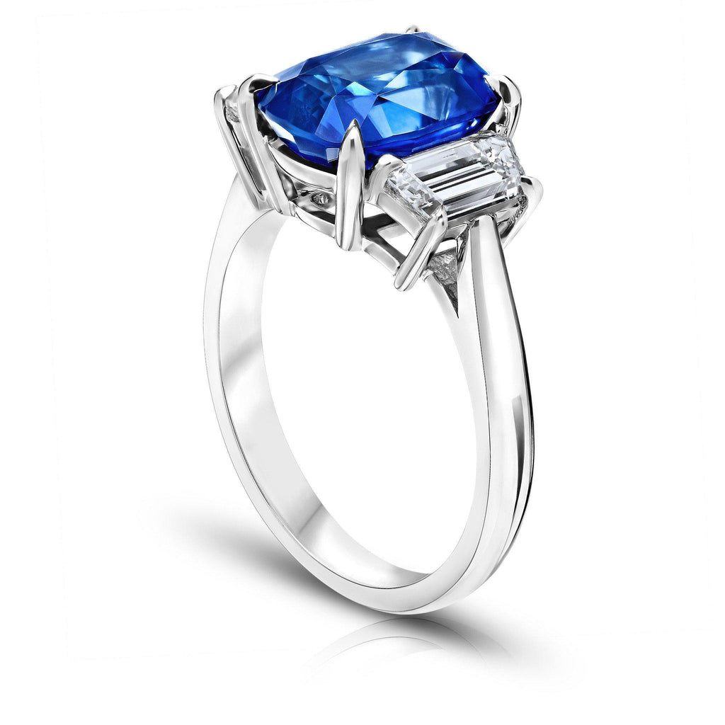 4.85 Carat Cushion Blue Sapphire Ring - David Gross Group