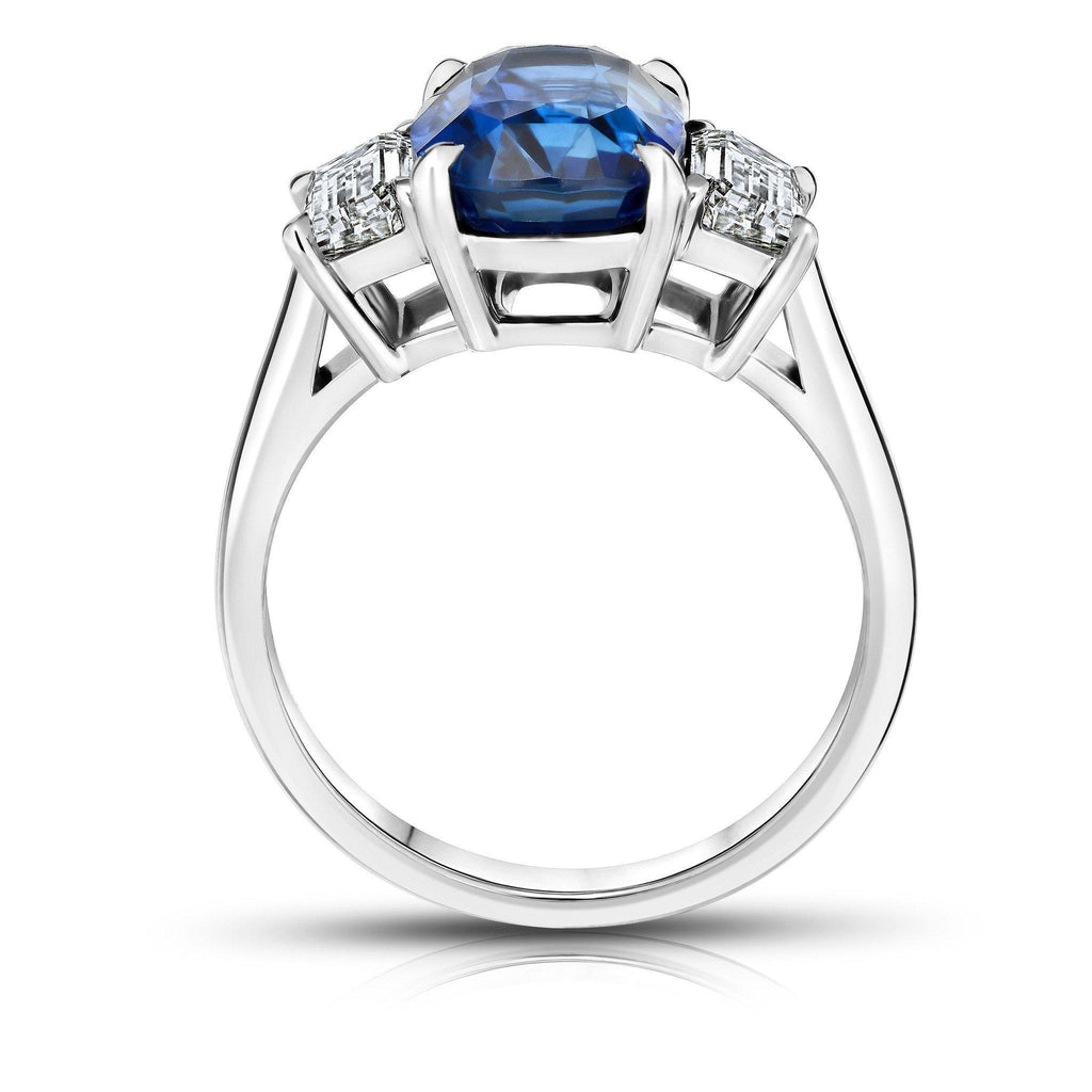 4.85 Carat Cushion Blue Sapphire Ring - David Gross Group