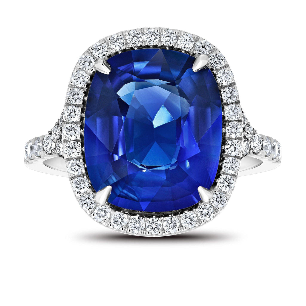 7.32 Carat Cushion Blue Sapphire Ring - David Gross Group
