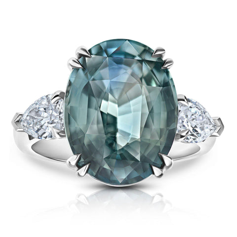 1.34 Carat Emerald Cut Blue Sapphire and Diamond Ring