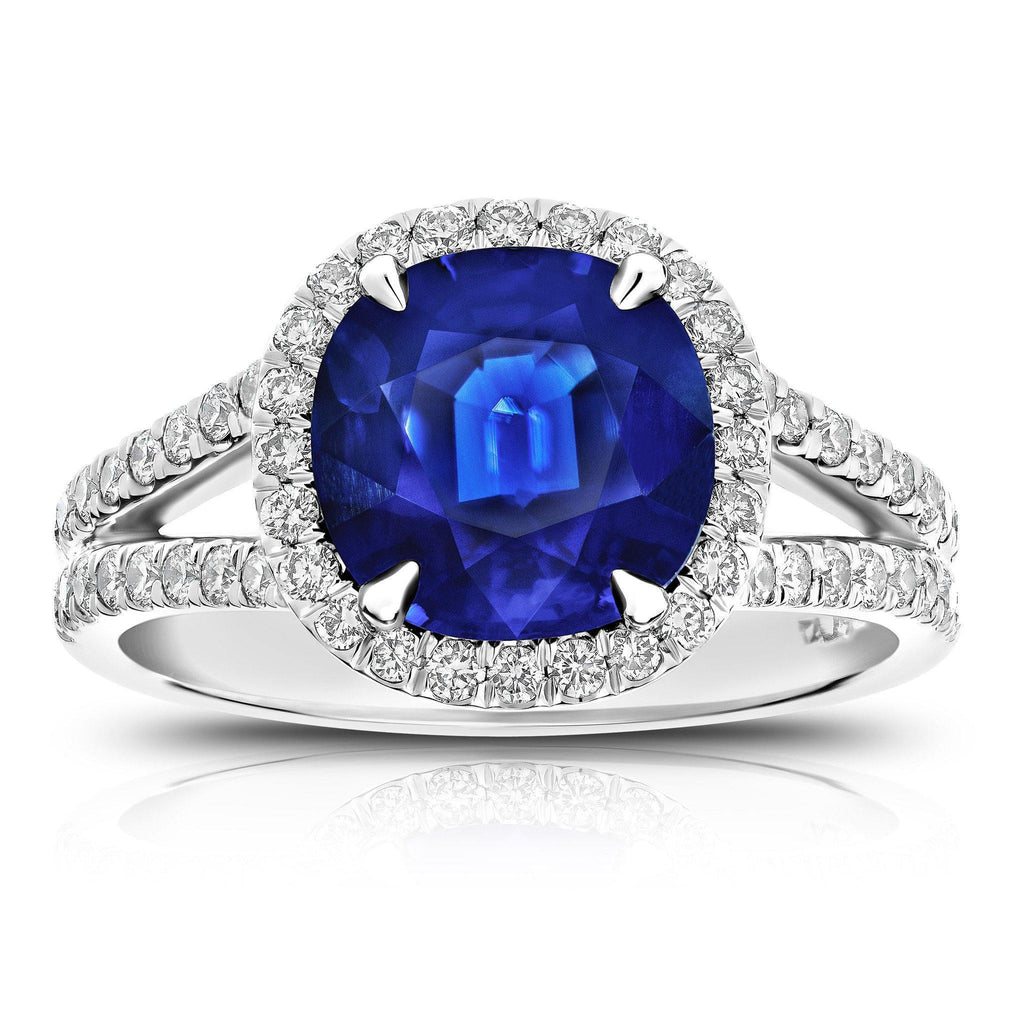 3.18 Carat Cushion Blue Sapphire Ring - David Gross Group