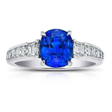 3.05 Carat Cushion Blue Sapphire Ring - David Gross Group