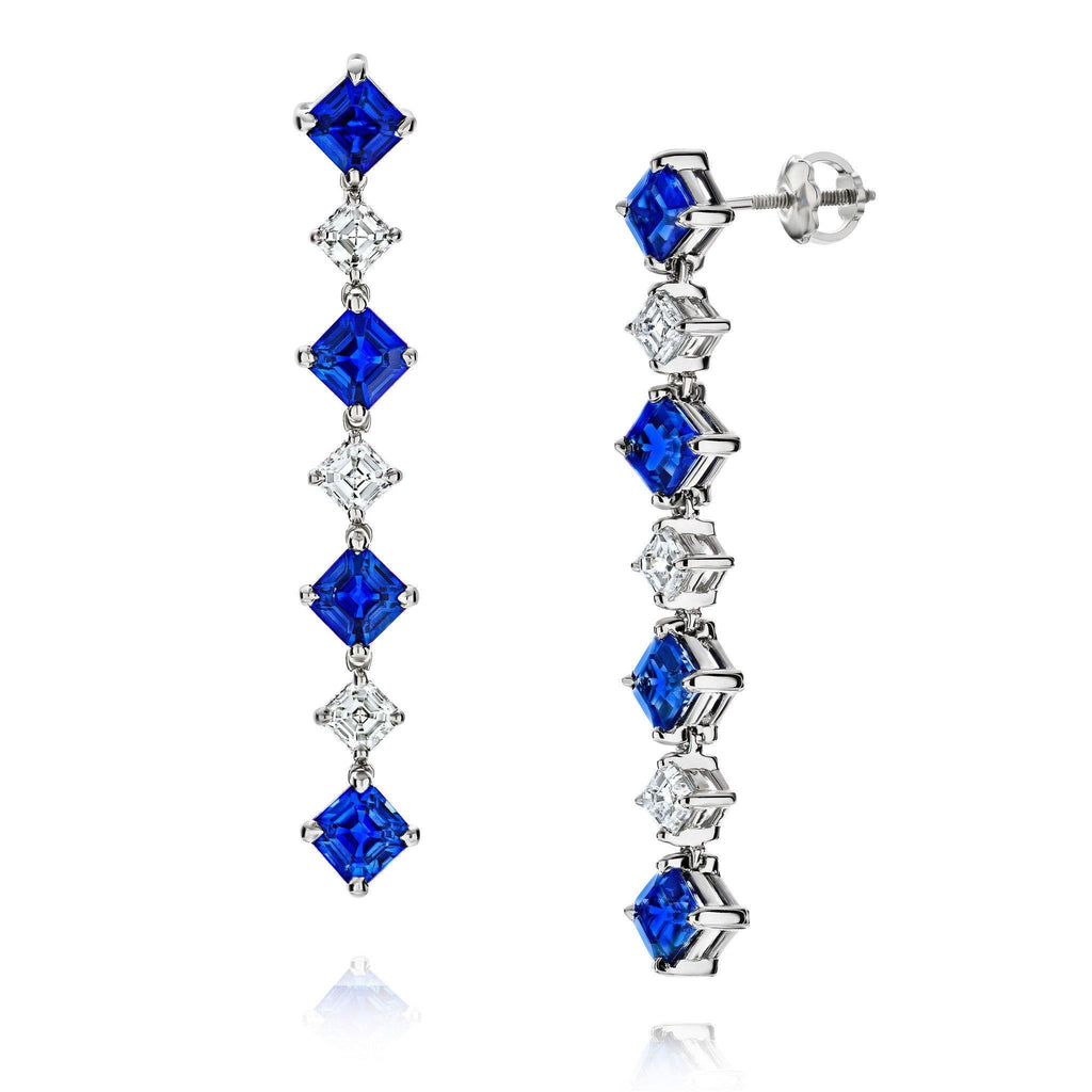 Blue Sapphire and Diamond Drop Earrings - David Gross Group