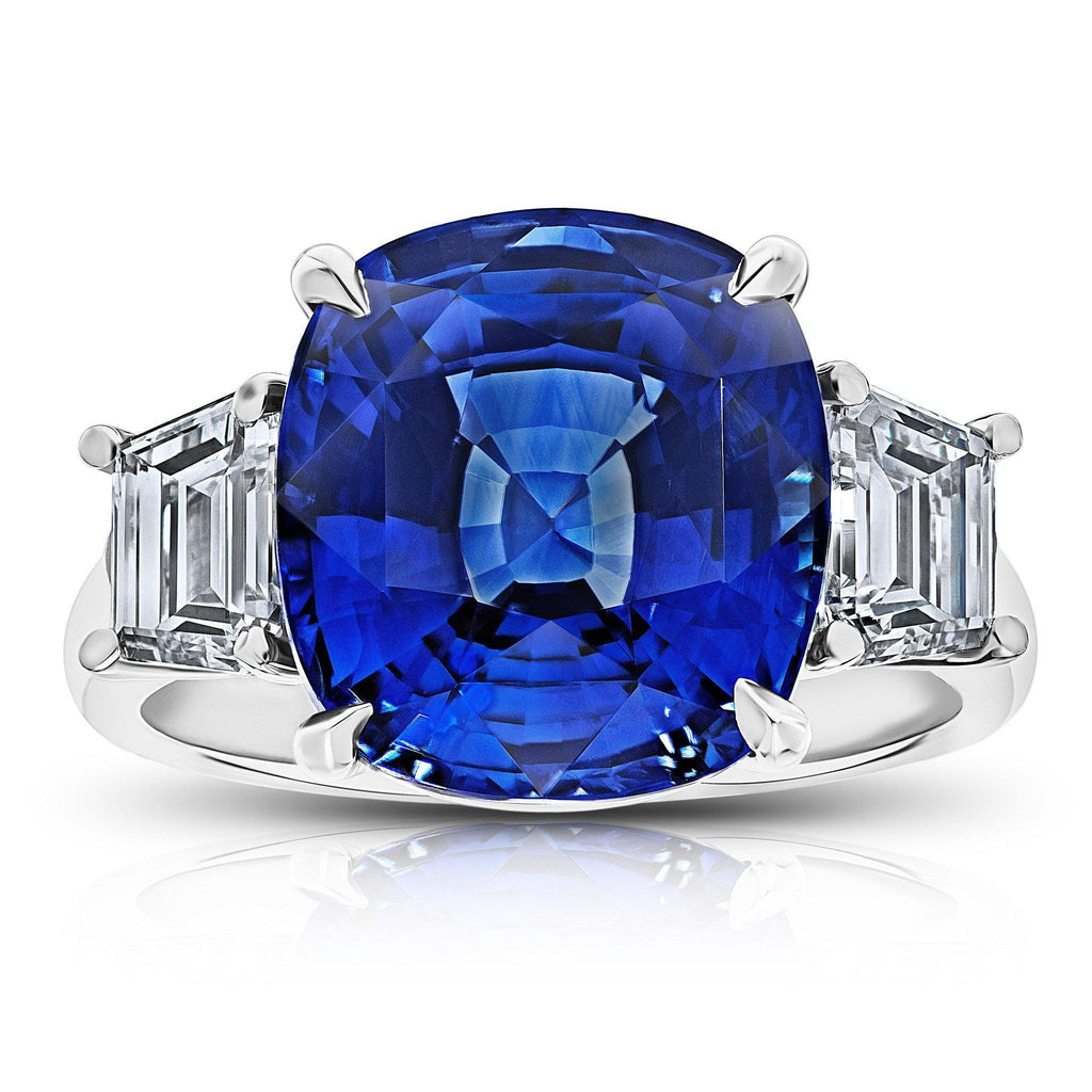 11.23 Carat Cushion Blue Sapphire Ring - David Gross Group