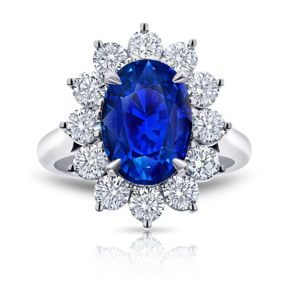 5.87 Carat Oval Blue Sapphire Ring - David Gross Group