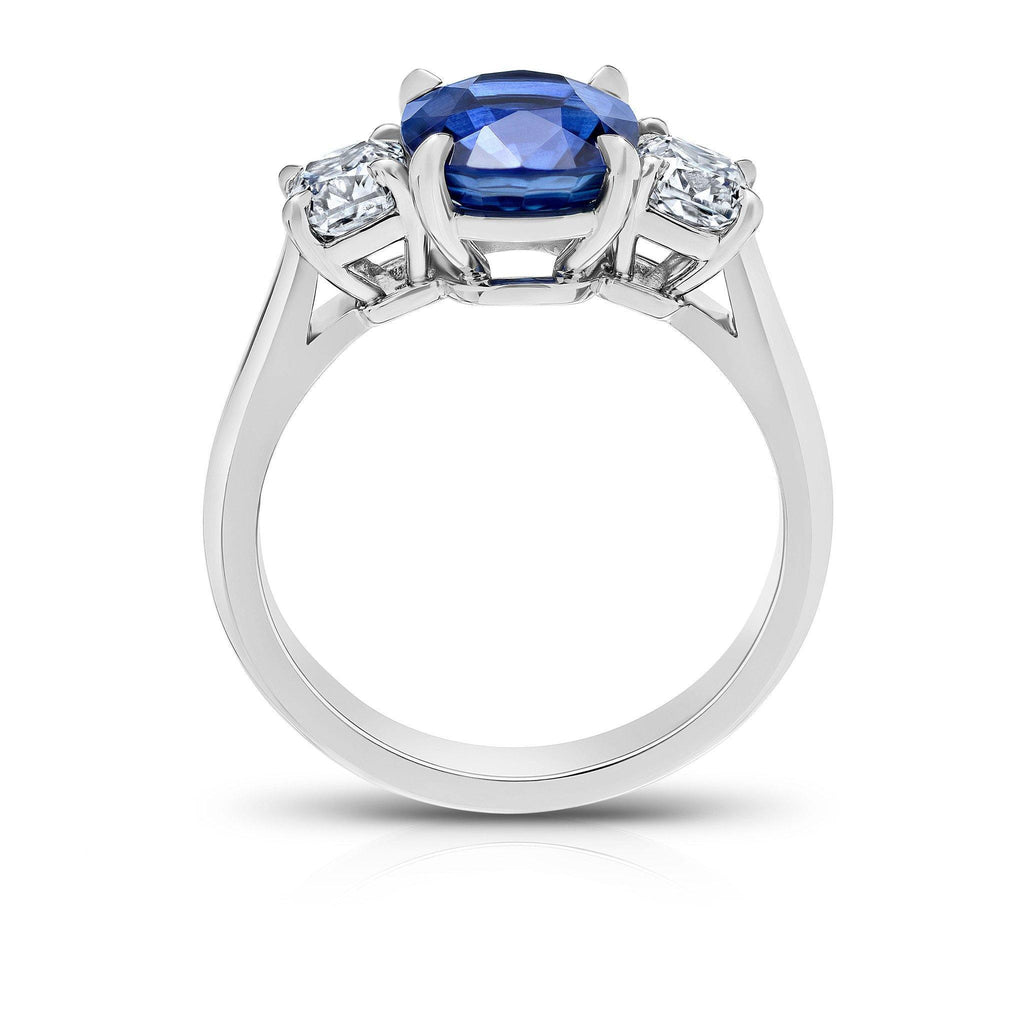 2.93 Carat Cushion Blue Sapphire Ring - David Gross Group