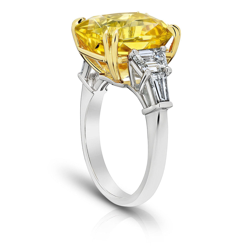 14.25 Carat Radiant Cut Yellow Sapphire Ring - David Gross Group