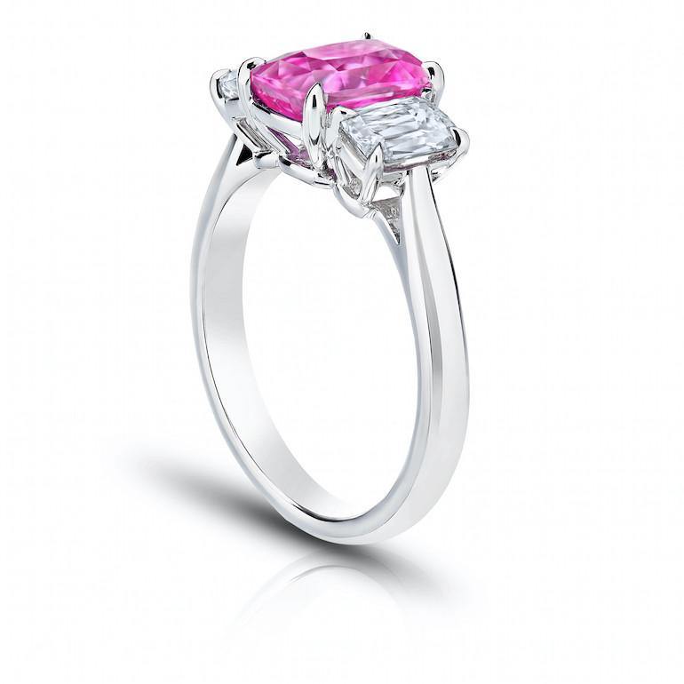 2.50 Carat Cushion Pink Sapphire Ring - David Gross Group