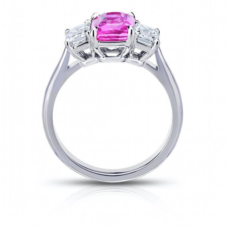 2.50 Carat Cushion Pink Sapphire Ring - David Gross Group