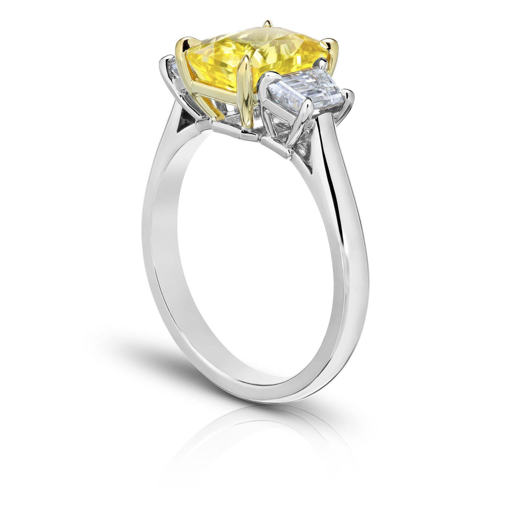 3.13 Carat Radiant Cut Yellow Sapphire Ring - David Gross Group