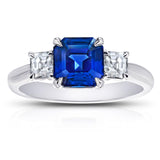 2.48 Carat Emerald Cut Blue Sapphire Ring - David Gross Group