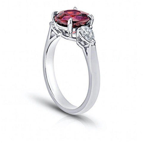 2.00 Carat Oval Red Spinel and Diamond Ring