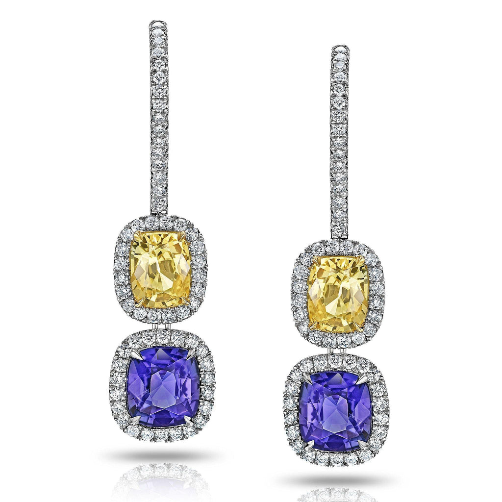 Violet and Yellow Sapphire Diamond Earrings - David Gross Group