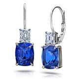 Blue Cushion Sapphire and Diamond Drop Earrings - David Gross Group