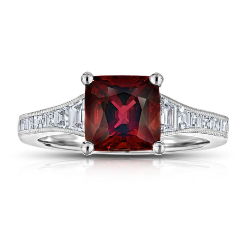 5.19 Carat Cushion Red Spinel and Diamond Ring