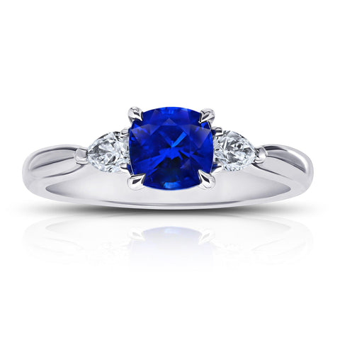 3.82 Carat Emerald Cut Green Sapphire And Diamond Ring