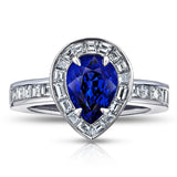 2.73 Carat Pear Shape Blue Sapphire And Diamond Ring - David Gross Group