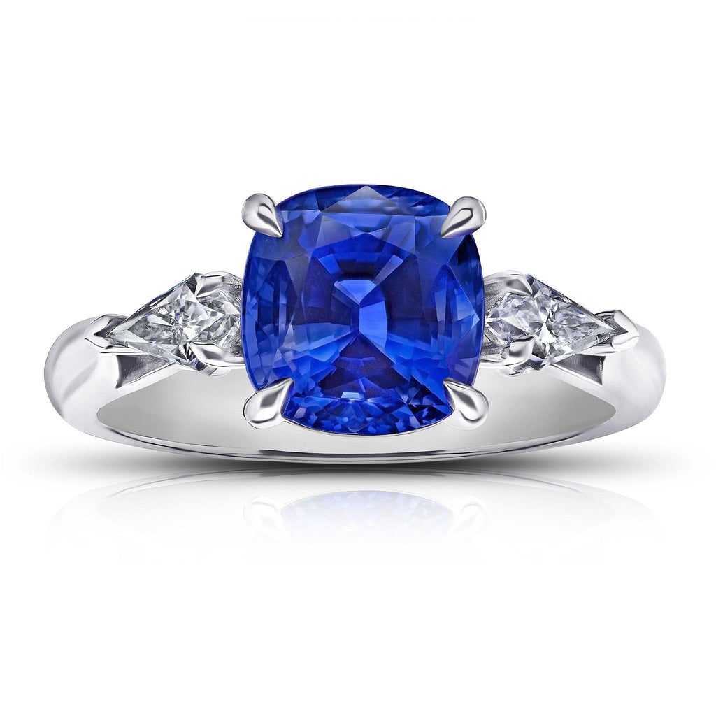 4.23 Carat Blue Cushion Sapphire Ring - David Gross Group