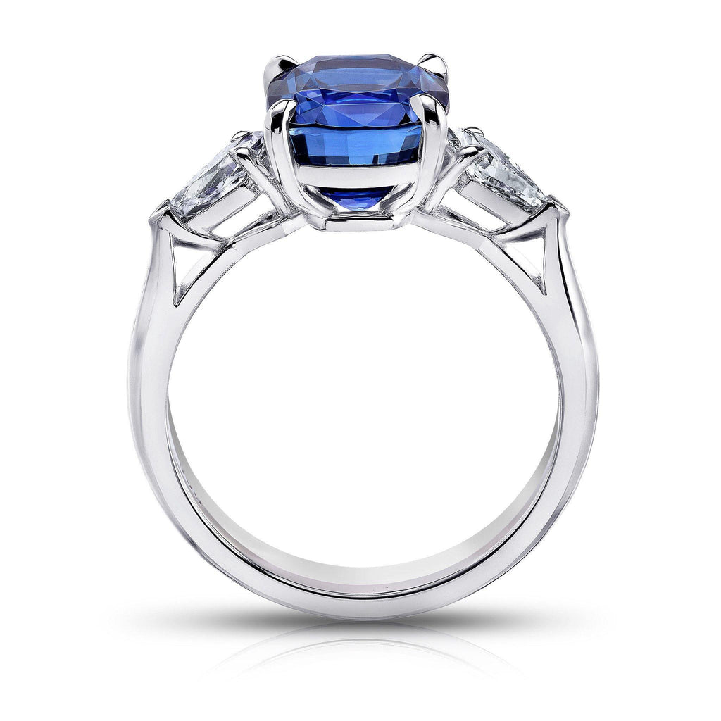 4.23 Carat Blue Cushion Sapphire Ring - David Gross Group