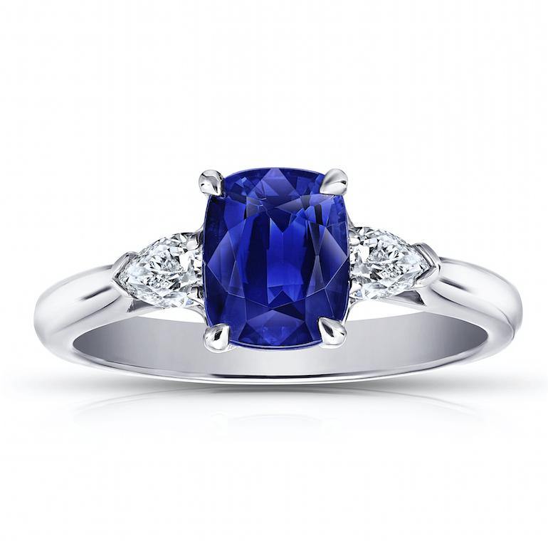 1.88 Carat Cushion Blue Sapphire And Diamond Ring - David Gross Group