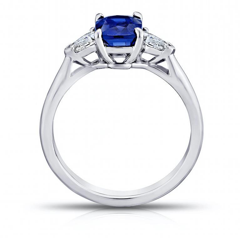 1.88 Carat Cushion Blue Sapphire And Diamond Ring - David Gross Group
