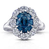 4.63 Carat Oval Greenish Blue Sapphire Ring - David Gross Group