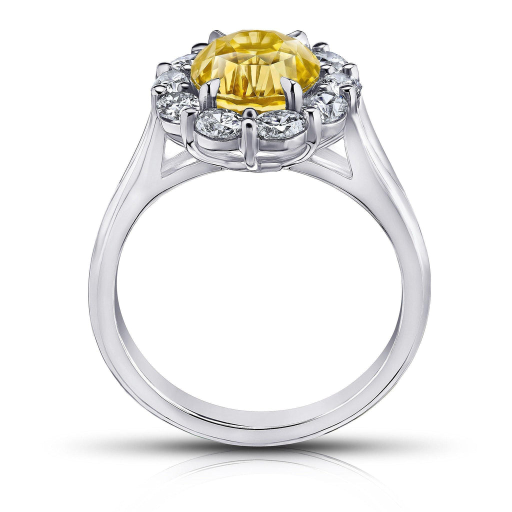 4.42 Carat Yellow Oval Sapphire Princess Diana Ring - David Gross Group