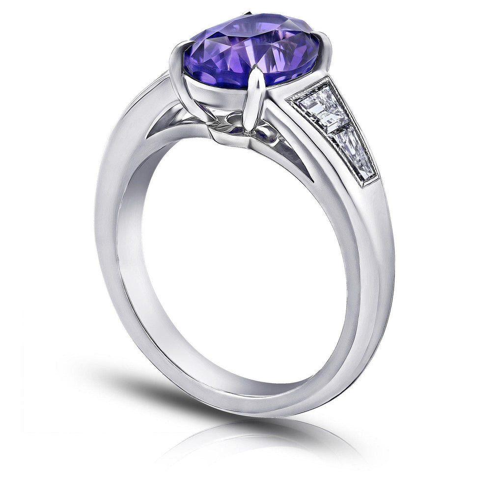 4.08 Carat Purple Oval Sapphire Ring - David Gross Group