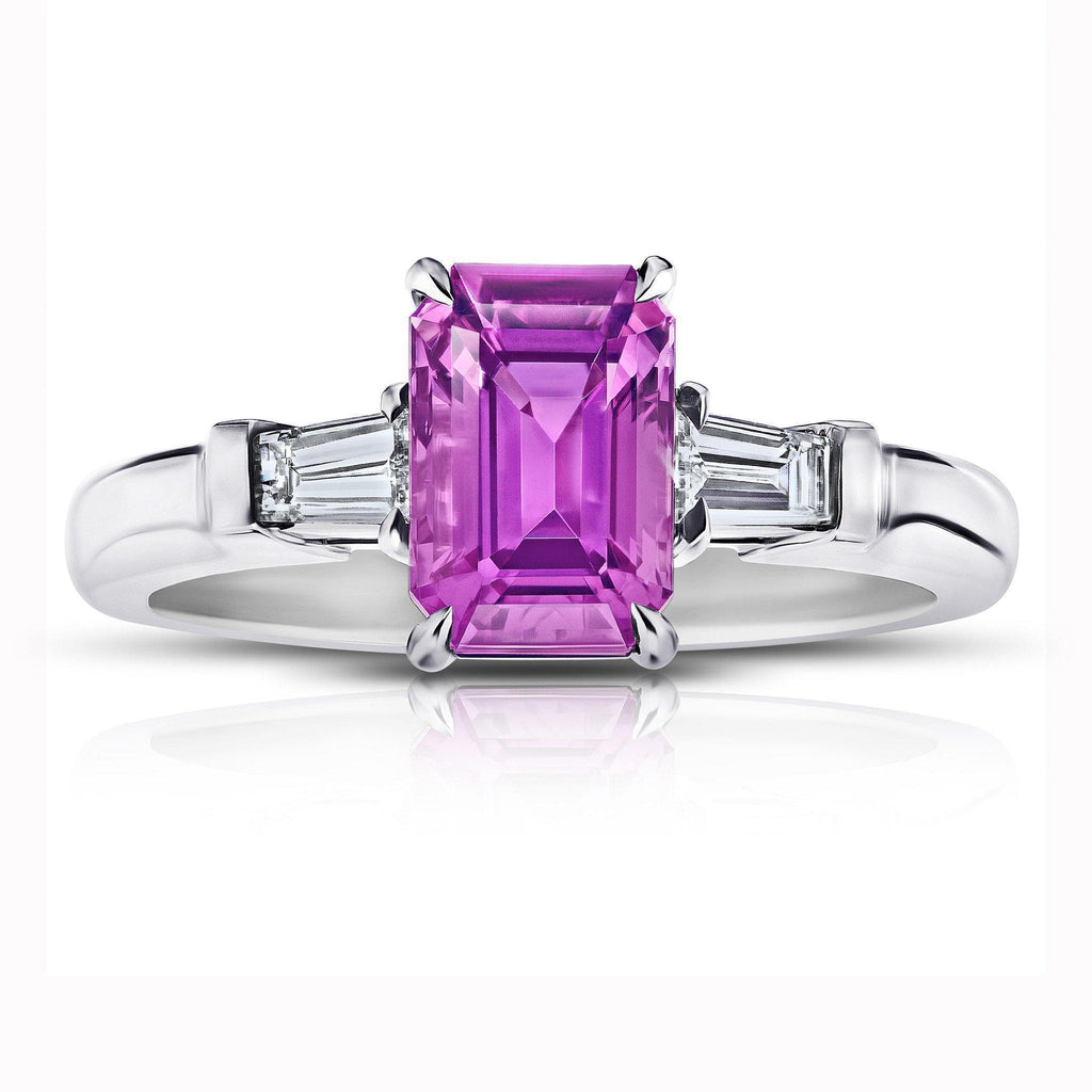 2.42 Carat Emerald Cut Pink Sapphire Ring - David Gross Group