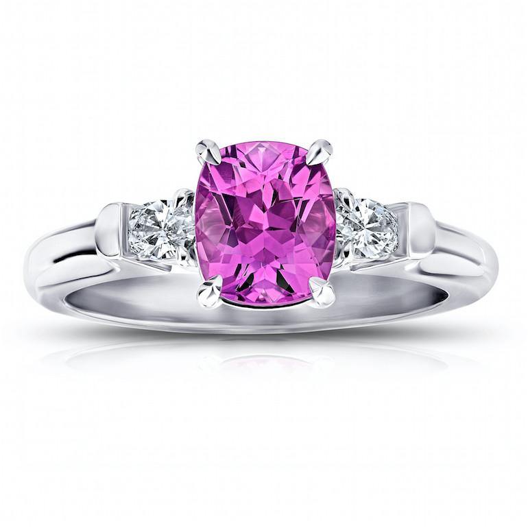 1.78 Carat Cushion Pink Sapphire Ring - David Gross Group