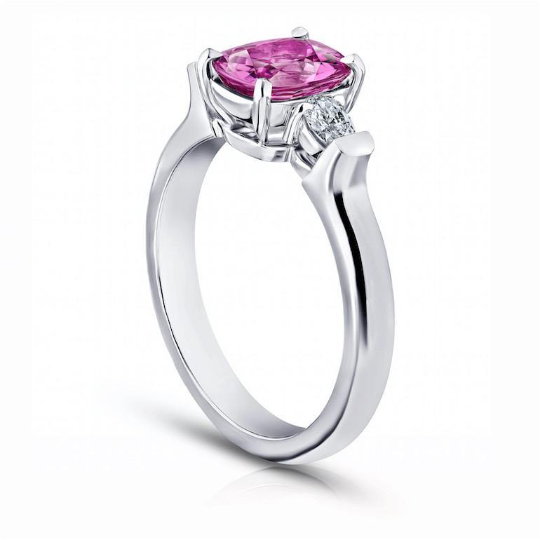 1.78 Carat Cushion Pink Sapphire Ring - David Gross Group