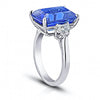 9.15 Carat Emerald Cut Blue Tanzanite and Diamond Ring - David Gross Group