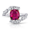 3.36 Carat Cushion Red Ruby and Diamond Ring - David Gross Group