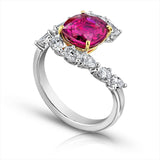 3.36 Carat Cushion Red Ruby and Diamond Ring - David Gross Group