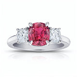 2.89 Carat Cushion Pink Padparadscha Sapphire And Diamond Ring - David Gross Group