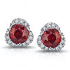 2.46 Carat Round Ruby and Diamond Halo Platinum  Earrings - David Gross Group