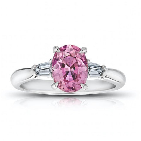 1.48 Carat Oval Pink Sapphire And Diamond Ring