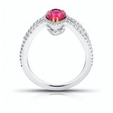1.42 Carat Pear Shape Ruby and Diamond Platinum Ring - David Gross Group