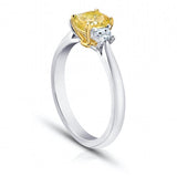 1.11 Carat Cushion Yellow Sapphire and Diamond Ring - David Gross Group