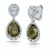 Pear Shape Green Sapphire and Diamond Platinum Drop Earrings - David Gross Group
